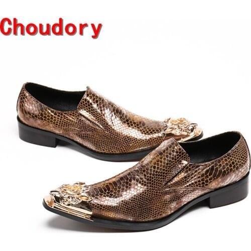 Choudory sapato social masculino mens pointed toe dress shoes python skin genuine leather oxford shoes for men prom shoes