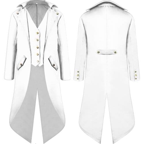 Mens Retro Tailcoat Suit Jacket Gothic Steampunk Long Jacket Victorian Frock Coat Cosplay Male Single Breasted Swallow Uniform