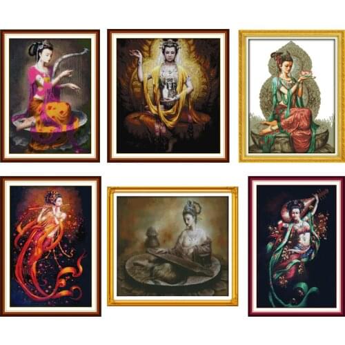 Joy Sunday Dunhuang Woman Series Counted 14CT and 11CT Cross Stitch Kits DIY Handwork For Embroidery Home Decor