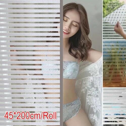 Horizontal Stripe Glass Stickers Office Bathroom Decorative Film Static Adhesive-free Glass Decorative Window Film