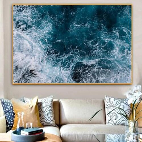 Nordic Modern Seascape Ocean Waves Poster High Quality Canvas Painting Poster and Print Wall Art Picture Cuadros Home Decoration