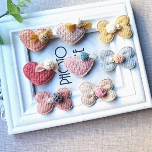 Wholesale 80Pcs/Lot Stick Ball Bowknot Padded Appliques For DIY Children Hair Clip Accessories And Cloth Sock Decoration Patches