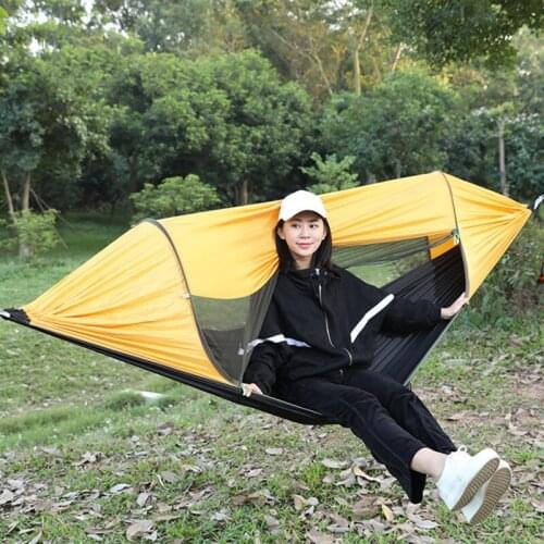 1-2 Person Portable Outdoor Camping Hammock with high qualit Mosquito High Strength Parachute Fabric Hanging Bed Hunting Swing