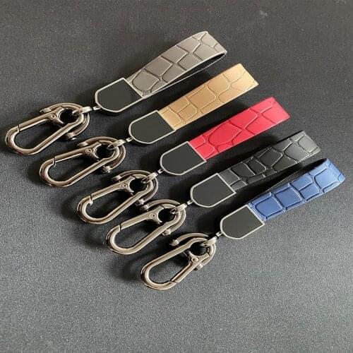 Pu printed leather metal buckle acrylic mirror hanging waist horseshoe buckle high-grade car key chain