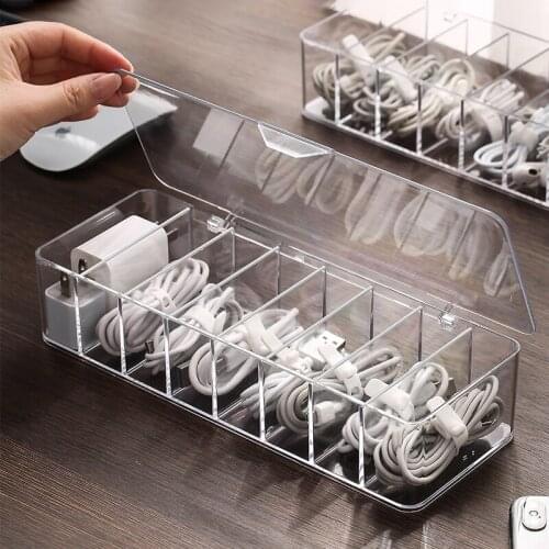 Dust-Proof Storage Cable Management Boxs Hub Organizer Box Desktop Data Cable Storage Box Charging Cable Power Cord Buckle