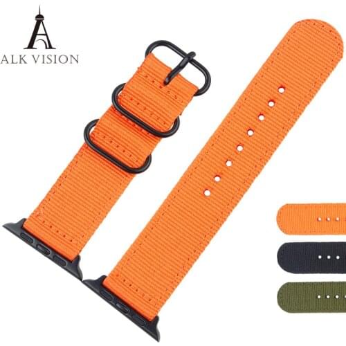 Watchband for smartwatch applewatch Band straps canvas for iwatch 4/3/2/1 38mm 40 42mm 44 watch band 4 Black Sports Parts DIY