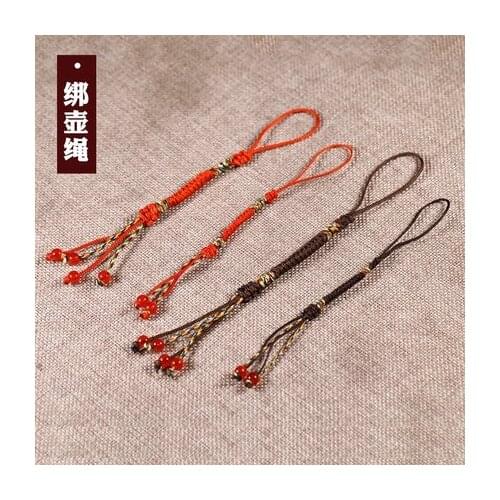 Hand-made Pot Nylon Rope with small jade Kung Fu tea ceremony rope purple teapot lid rope teapot handle tied rope Free shipping