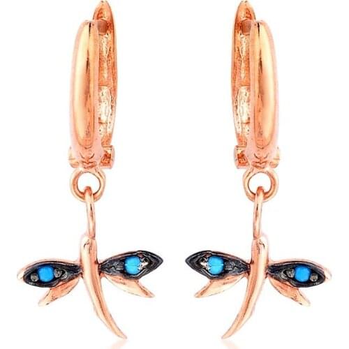 Argentum Concept-Turquoise Stone Silver Dragonfly Earrings