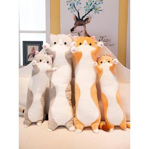 Cute Soft Long Cat Boyfriend Pillow Plush Toys Stuffed Pause Office Nap Sleep Pillow Cushion Gift Doll for Kids Girls 45-105CM