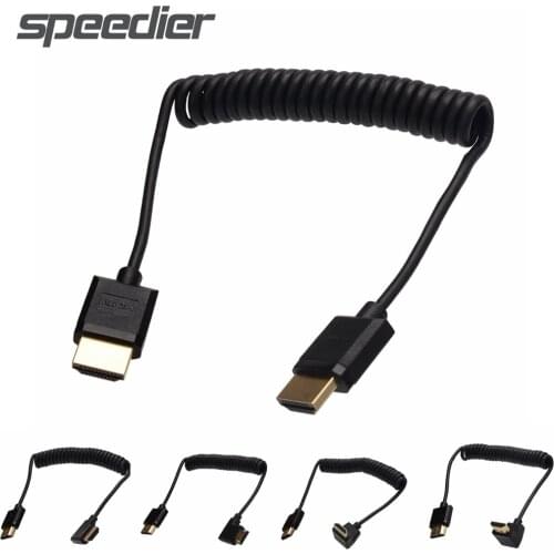 Coiled HDMI-Compatible Cable, 4K Compatible-HDMI Cable, Extreme Thin HD Male To Male Extender Coiled Cable for 3D 4K Ultra HD TV