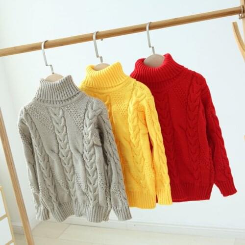 New Kids' Sweaters Autumn and Winter Children Girls' High-collar Knitted Boys' Warm Babies' Sweaters