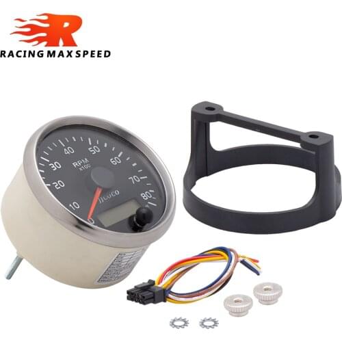 JJCOCO 85MM Tachometer 0-8000RPM 12V/24V Tacho Meter Amber/White Light RPM Gauge With LCD Hourmeter For Car RPM-02