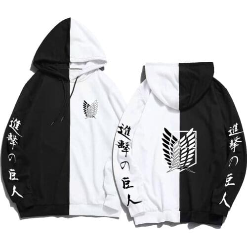 Japan Anime Attack on Titan Print Men Fashion Hoodies Sweatshirts Hoodie Patchwork Thin Clothing Hip Hop Streetwear Tops