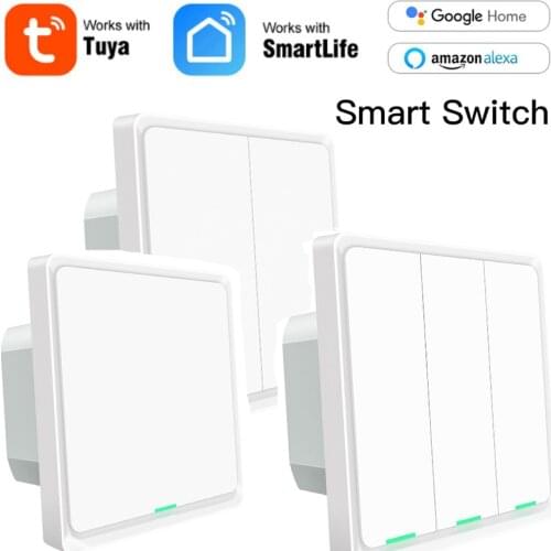 Tuya 1/2/3Gang Smart Light Switch Neutral Wire Required Bluetooth-compatible Smart Life App Control Works With Alexa Google Home
