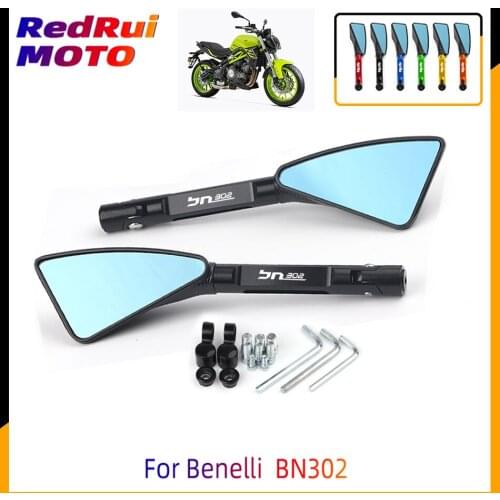 Universal With Logo 6 Colors Motorcycle CNC Aluminum 8mm 10mm Rear View Mirrors Blue Anti-glare Mirror For Benelli BN302