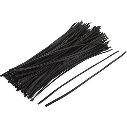UXCELL 130Pcs 150Mm X 3Mm Black Plastic Coated Metal Cord Data Cable Organizer Binding Bags Packaging Wire Twist Ties