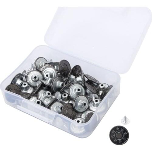 40 Sets Jeans Buttons Vintage Metal Decoration Tack Press Button for Clothing DIY Belts Bags Repair Kits with Rivets Storage Box