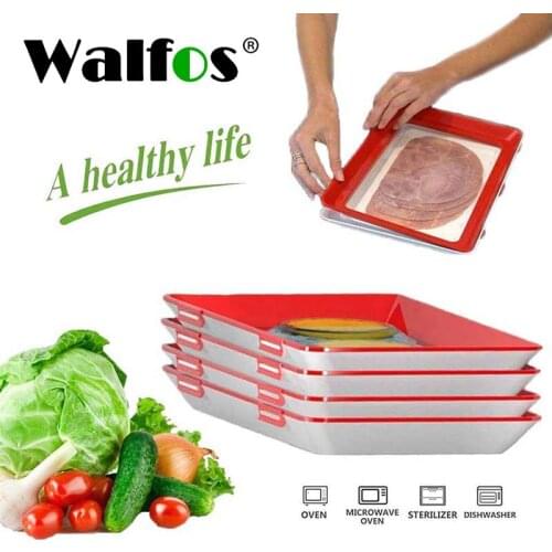 Walfos Creative Food Preservation Tray Stackable Food Fresh Tray Magic Elastic Fresh Tray Reusable Food Storage Container