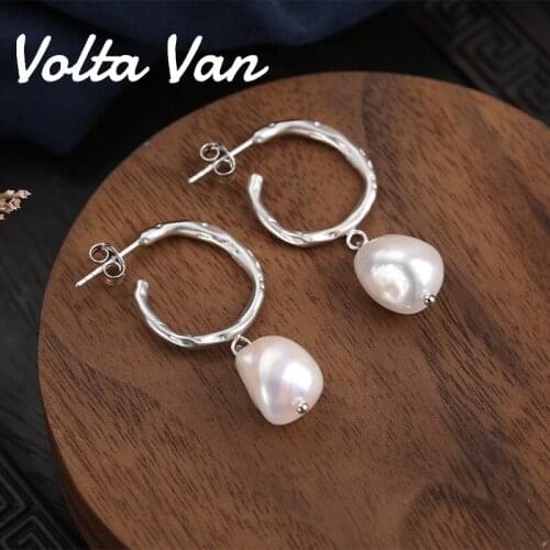 Volta Van Freshwater Pearls Drop Earrings 925 Sterling Silver Pendientes Plata Elegant Classic Fine Jewelry 2021 New Earrings