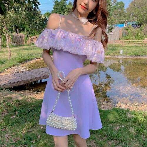 Floral Mini Purple Women Summer Sexy Sleeveless Designer Shoulder Off Dress Female Casual Elegant Party Chiffon Dress 2021 New