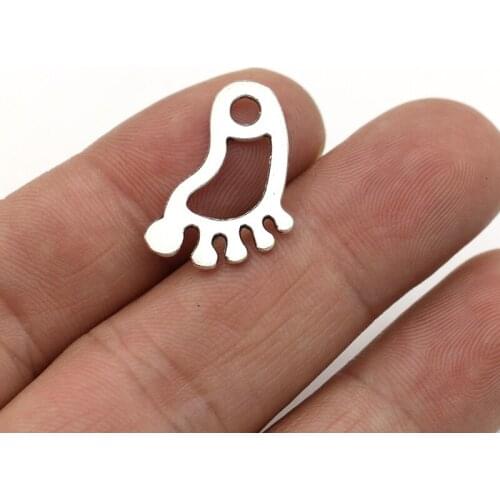 JAKONGO Tibetan Silver Plated Footprint Charm Pendants for Bracelet Jewelry Accessories Making DIY 22x14mm 10pcs