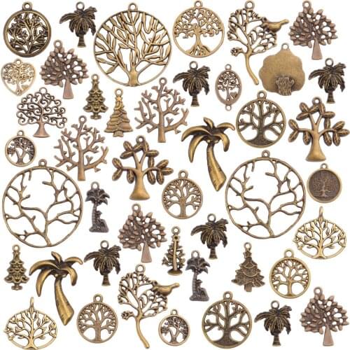 100g (40-50pcs) Craft Supplies Mixed antique Tree of Life Beads Charms Pendants Finding for DIY Jewelry Making Necklace Bracelet