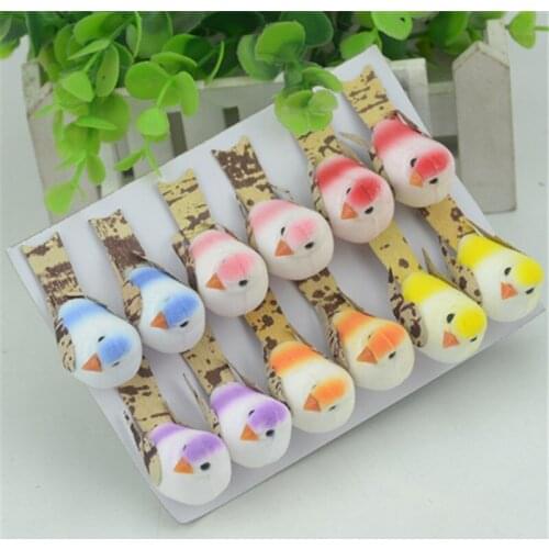 12PCS/lot Cheap Mini Artificial Foam Birds For Home Wedding Party Decorative Handicraft DIY Gift Box Wall Craft