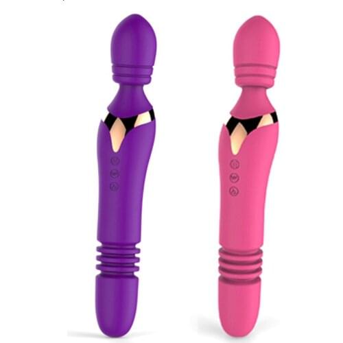 2 in 1 Silicone USB Rechargeable Magic Wand Massager Vibrator Heating Thrusting G Spot Vibrator Sex Toys for Women Sex Products