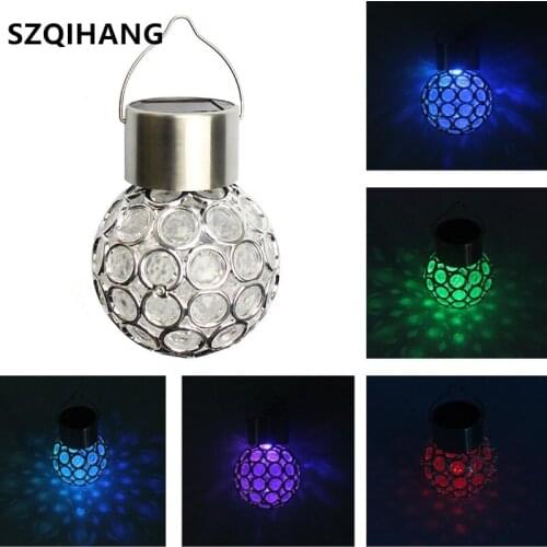 3pcs Multicolor Solar Light Waterproof Solar Rotatable Outdoor Garden Camping Hanging LED Round Ball Light Lamp Walkway Decorate