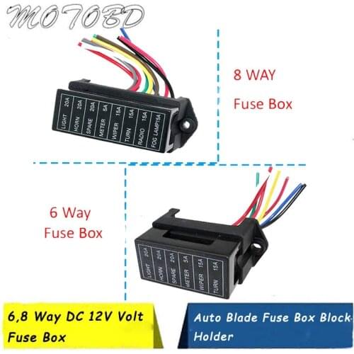 4,6,8,10,12 Way DC 12V Volt Fuse Box 24V 32V Circuit Car Trailer Auto Blade Fuse Box Block Holder ATC ATO 2-input 6-ouput Wire