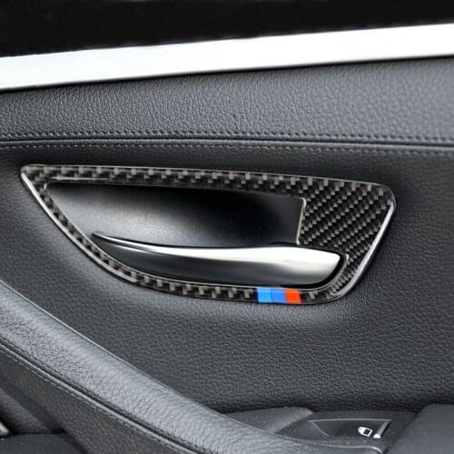 4pcs Car Carbon Fiber Door Handle Door Bowl Cover Sticker Trim For BMW 5 Series F10 2011 2012 2013 2014 2015 2016 2017