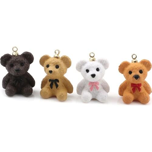 5 Piece Resin Charms Cute Bear Animal Gold Color Metal Pendants Handmade Findings DIY Making Necklace Earring Women Jewelry