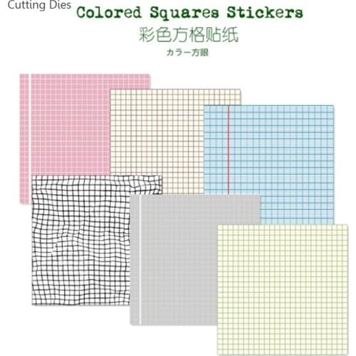 6Pcs/lot Colorful Vintage Square Vellum Paper Stickers For Diy Photo Albums Card Making Scrapbooking Happy Planner Paper Crafts
