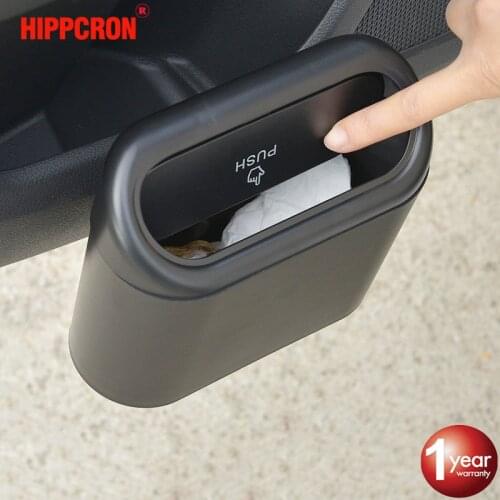 Car Trash Bin Hanging Vehicle Garbage Dust Case Storage Box Black Abs Square Pressing Type Trash Can Auto Interior Accessories