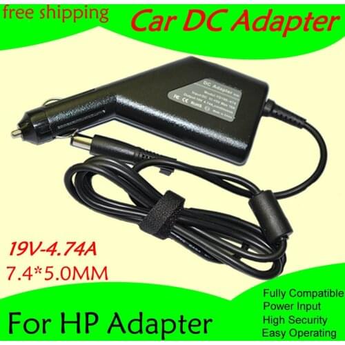 High quality DC Power Car Adapter Charger 19V 4.74A For Laptop HP 7.4*5.0MM 90W Input DC11-15V max 10A Free shipping