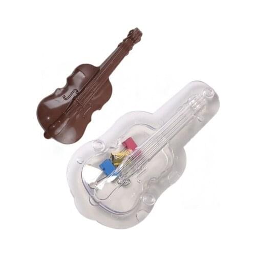 Big Size 3D Guitar Polycarbonate Chocolate Mould Baking Tools Magnetic Mold DIY Candy Cake Decorating Molds K035