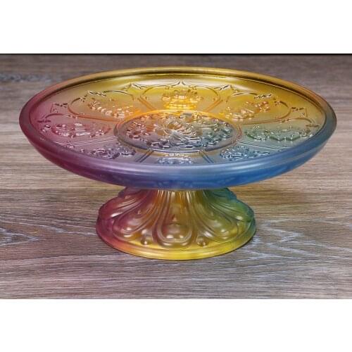 Buddhist Supplies Lotus Shape Eight Auspicious Glass Furniture Decoration Ornaments for Fruit Plate Buddhist