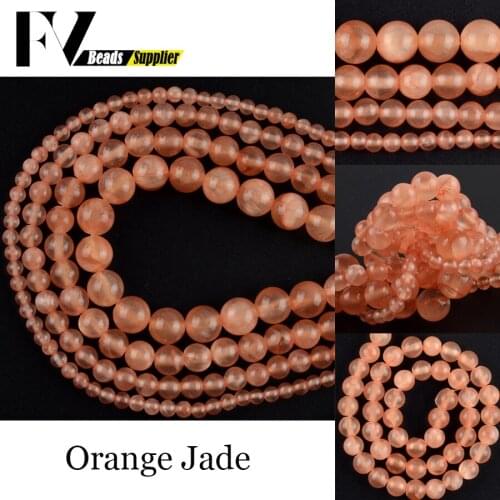 Natural Stones Orange Jades Round Spacer Beads For Jewelry Making 4 6 8 10mm Gem Ball Beads Diy Bracelets Accessories 15'Strand