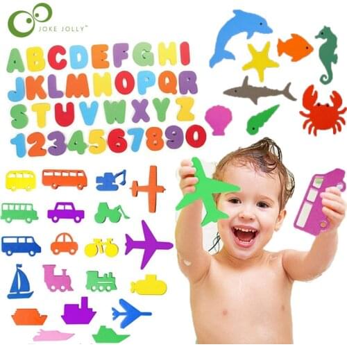 Baby Letter digital Puzzle Bath Toys Soft EVA Kid Bathroom Educational Suction Up Water Toys Beach Toys Mesh Organizer Bag ZXH