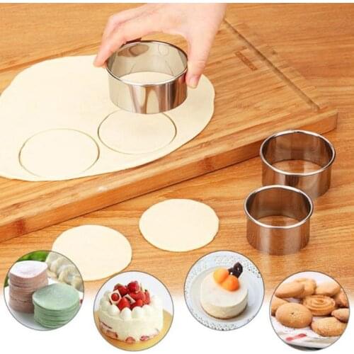 3pcs/set Dumplings Wrappers Molds Cutter Maker Tools Stainless Steel Round Cookie Pastry Wrapper Dough Cutting Tool