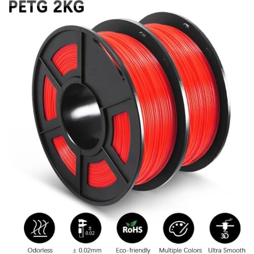 GOHIGH 2Rolls PETG Filament 3D Printer Filaemnt 2KG Extruder 3d Printer Filament Petg Non-ToxicFilament Extruder Consumable