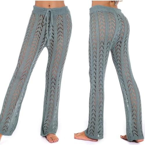 Cotton Crochet Beach Cover Up Swimsuit Cover Ups Women Beach Pants Fishnet Swimsut Covers Hollow Out Beachwear Knit Bathing Suit