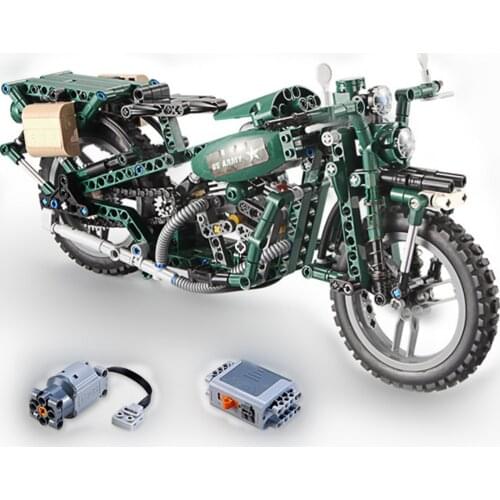 550 PCS Electric Building Blocks Military Motorcycles Car Vehicle Model Bricks Technical Remote Control Toys Boys Gifts