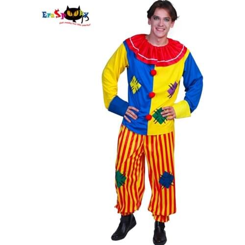 Plus size Carnival Mens Halloween Costumes Big Top Clown Costume Adult Circus Joker Patches Harlequin Suit Outfit Clown Cosplay