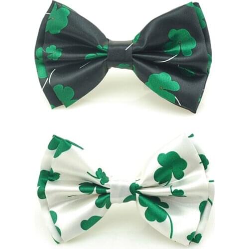 Fashion Womens Mens Bow Ties Tuxedo Classic Bowtie Clover /Leaf White Black Mix Gravata Butterfly Ties For Men Gift Formal Dress