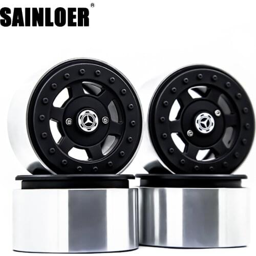 SAINLOER 4PCS 1/10 RC Rock Crawler Aluminum 2.2 Beadlock Wheel Rims for Axial SCX10 RR10 Wraith G63 G500 Traxxas TRX4 TRX-6