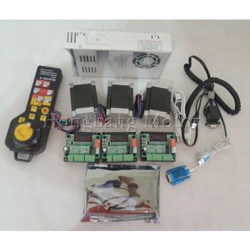 Mach3 USB CNC Router Kit 3 Axis, 3pcs stepper motor driver + mach3 USB interface board + 3pcs nema23 stepper motor +power supply
