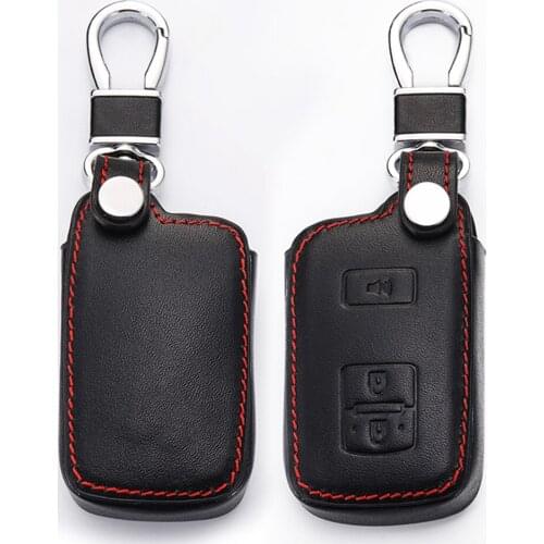 Top Layer Leather 3 Button Keyless Entry Smart Key Case Cover for Toyota Tacoma Land Cruise Prius RAV4 Car Styling Keychain Bag