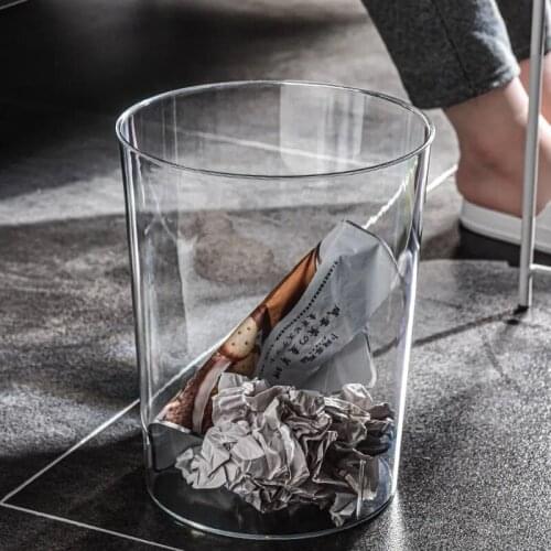 Nordic Minimalist Style Office Bathroom Kitchen Creative Trash Can Without Cover Transparent Waste Paper Basket Wc Accessories