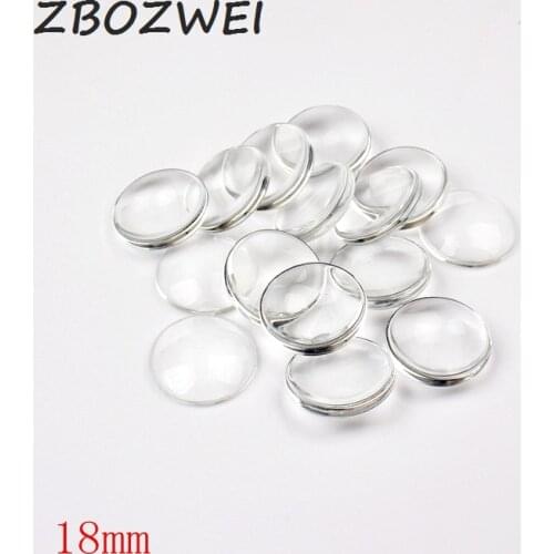 20pcs/lot 18mm Round Flat Back Clear Glass Cabochon, High Quality, Lose Money Promotion